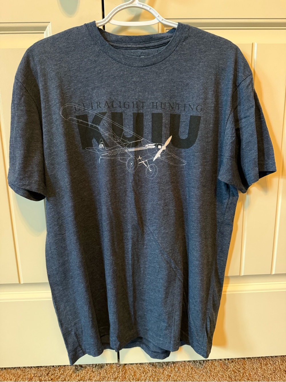 KUIU Men's Short Sleeve Tee in Charcoal Heather with Airplane Graphic